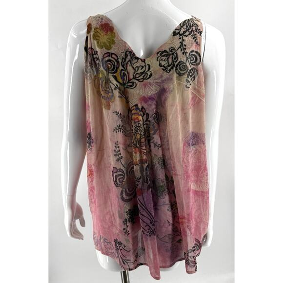 Mushka Sienna Rose Womens Tunic Top Sz Medium Pink Embroidered Sheer Boho Flowy - Picture 4 of 7